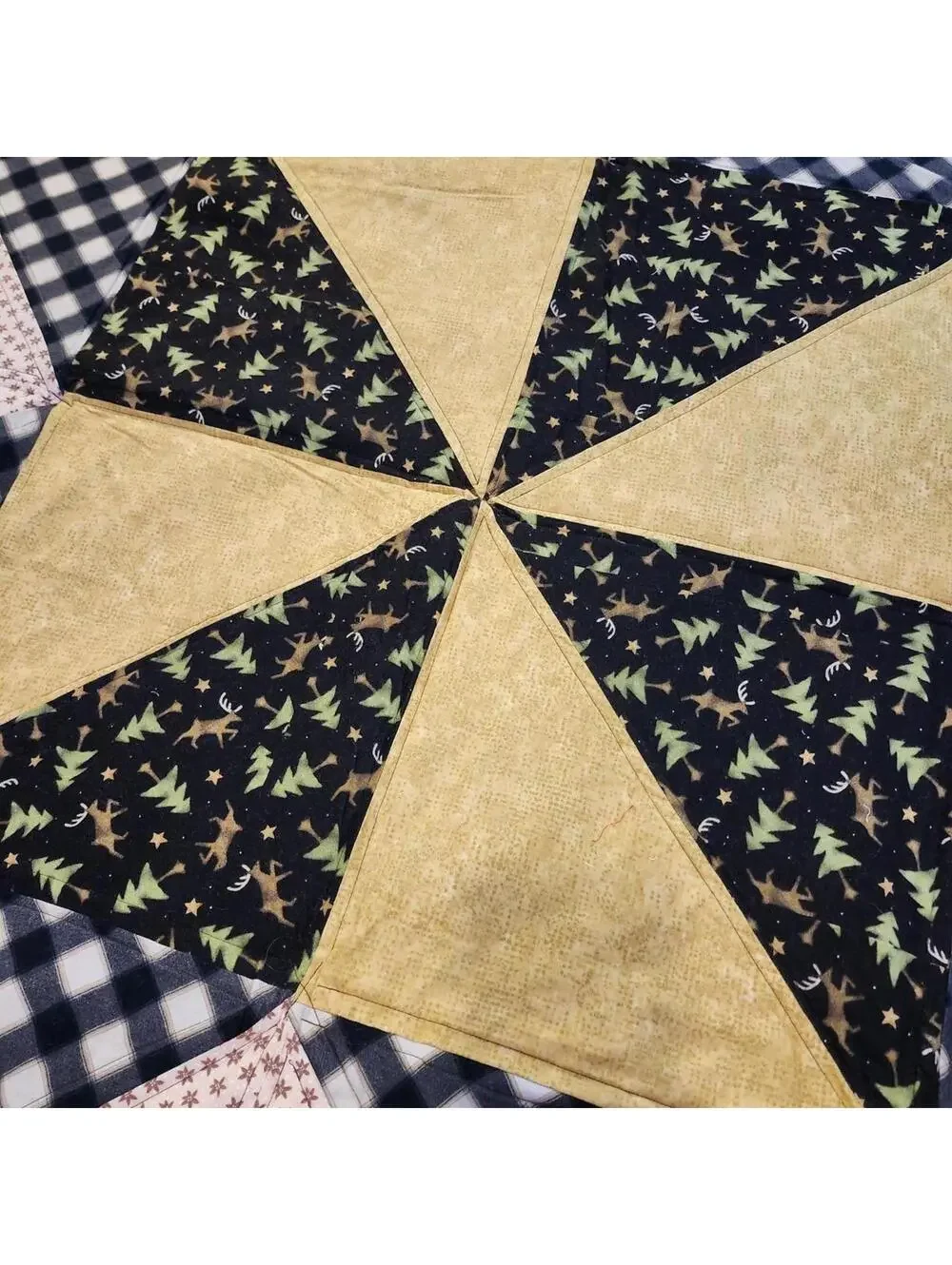 NEW Stunning Handmade Flannel Patchwork Quilt Nature Checkered 60 x 62 inches